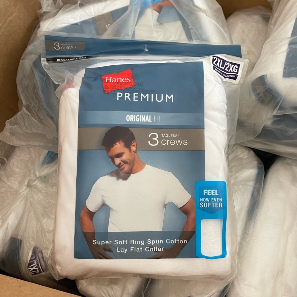 Mens XXL Premium Hanes White T-Shirts
